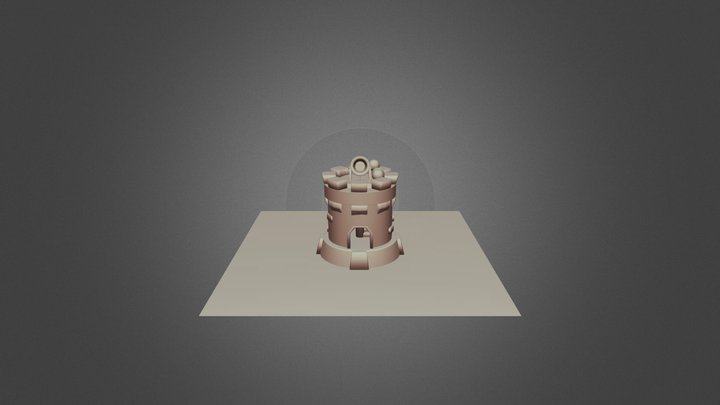 Tower with cannon low poly. 3D Model