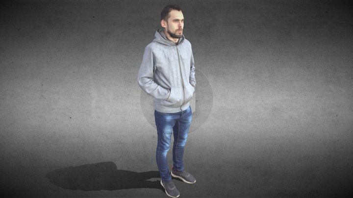 Guy in hoodie jumper 3D Model