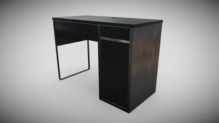 Furniture Desk Ikea Micke with PC compartment 3D Model