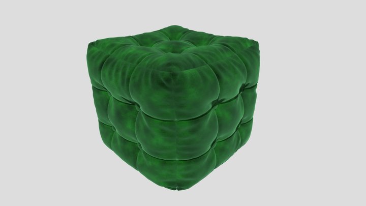 Velvet Cube Seat - Green 3D Model