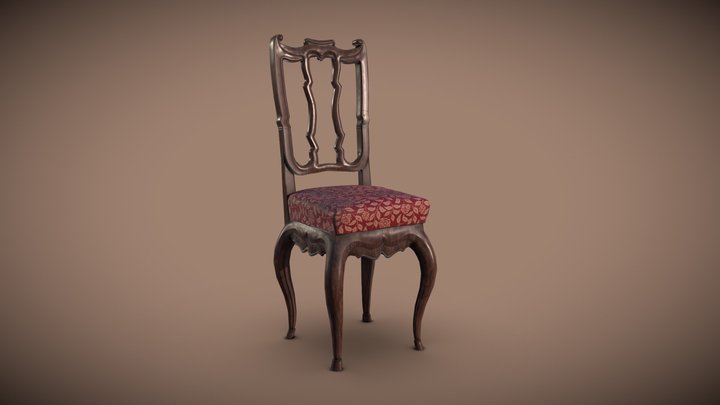 Old vintage wooden Chair 3D Model