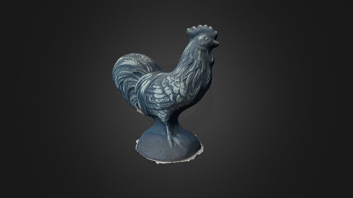 Painted Iron Rooster 3D Model