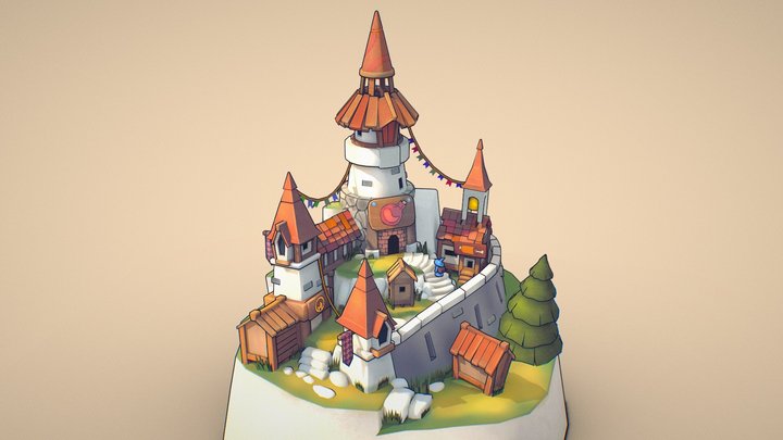 Small Town and Little Wizard 3D Model