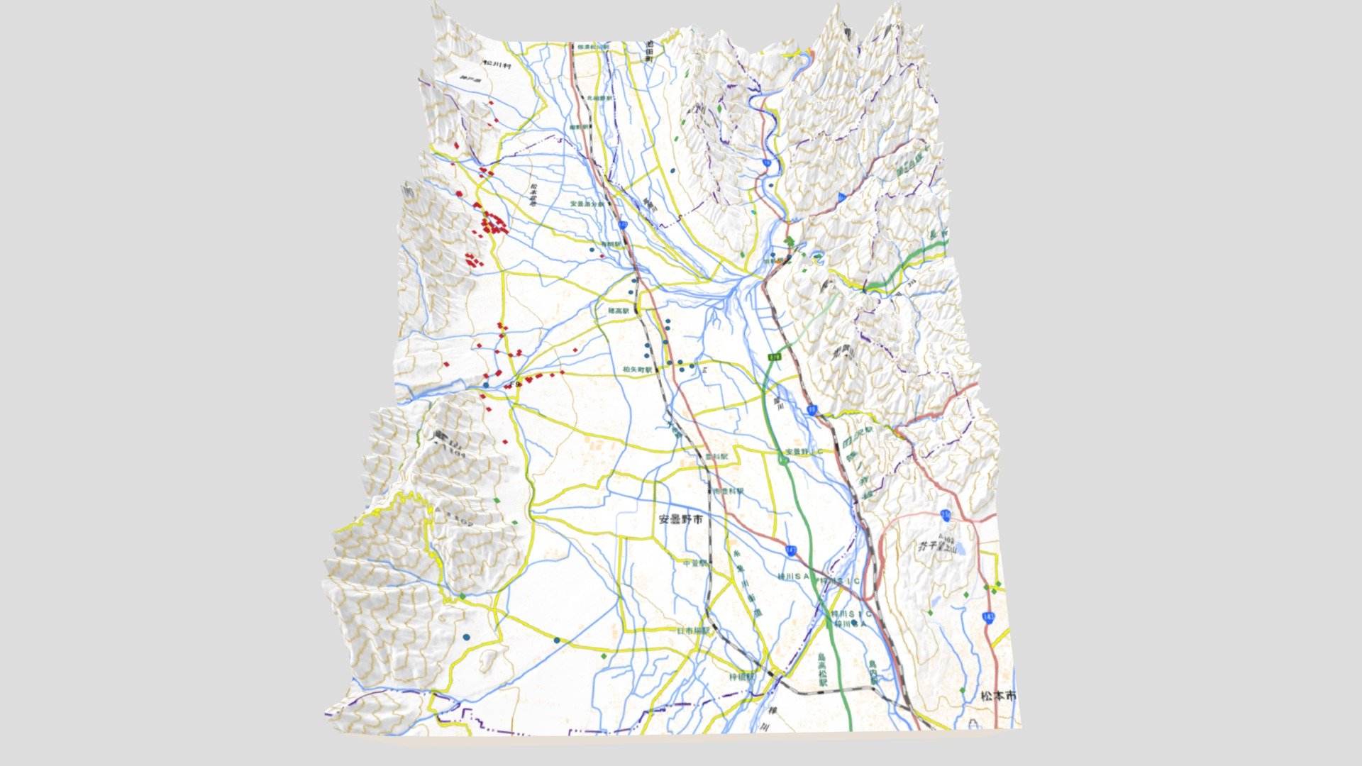 3D地図 : 2 : 安曇野市周辺の遺跡(古墳時代)