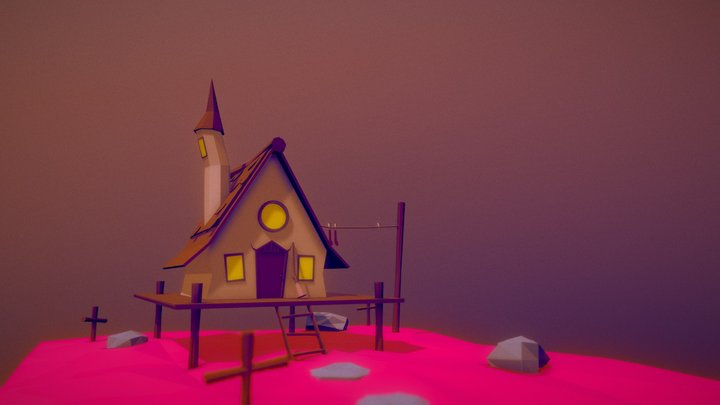 Low Poly Witches House 3D Model