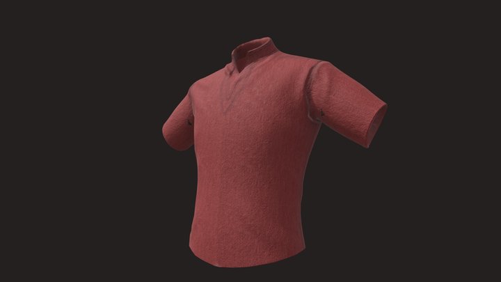 Red Polo Shirt Model with Textures 3D Model