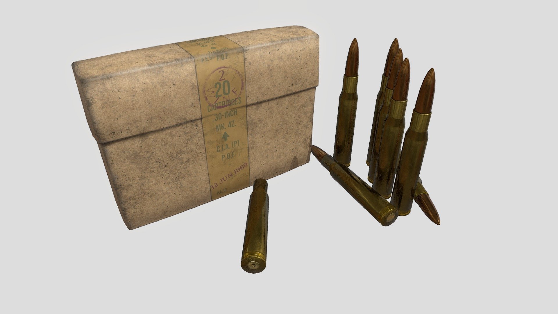 .30-06 Springfield Cartridge and Box - 3D model by RaVeN103 ...