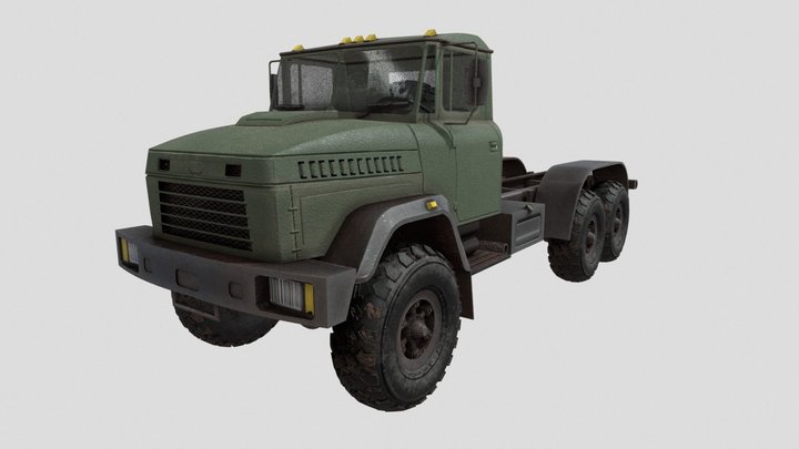 KRAZ 6x6 Low Poly Truck Model 3D Model