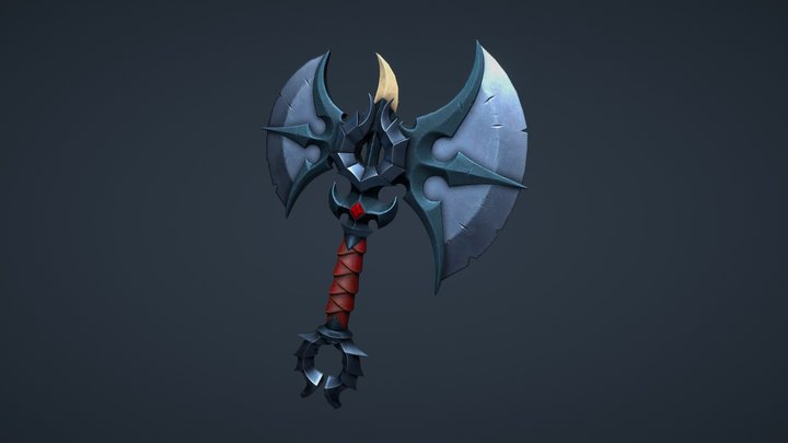 Stylized Battle Axe 3D Model