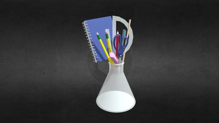 School Supplies Bouquet 3D Model