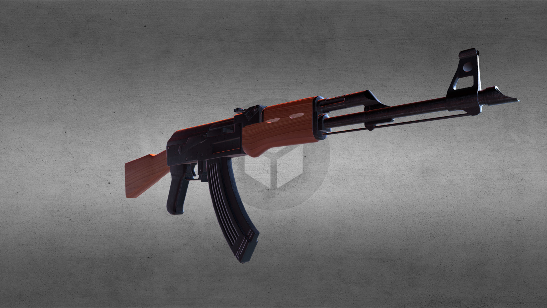 3D model AK47 - This is a 3D model of the AK47. The 3D model is about a gun on a table.