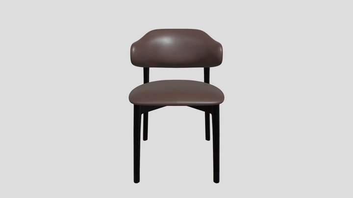 Brown Leather Lounge Chair with Black Frame 3D Model