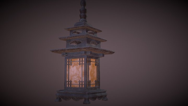 Japanese Wooden Lamp, Pagoda 3D Model