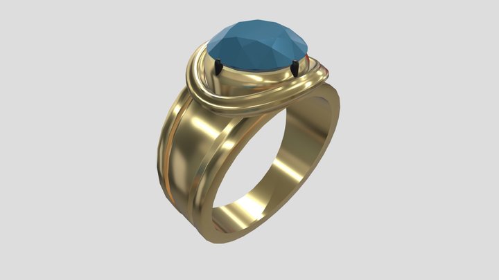 Lowpoly Ring with gem 3D Model
