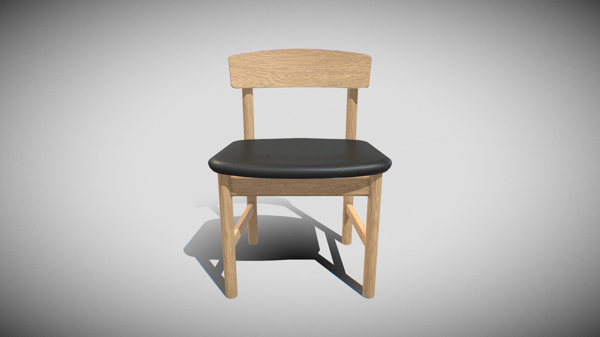 3D model Mogensen Chair Model-3236 oak,Black leather - This is a 3D model of the Mogensen Chair Model-3236 oak,Black leather. The 3D model is about a wooden chair on a white background.