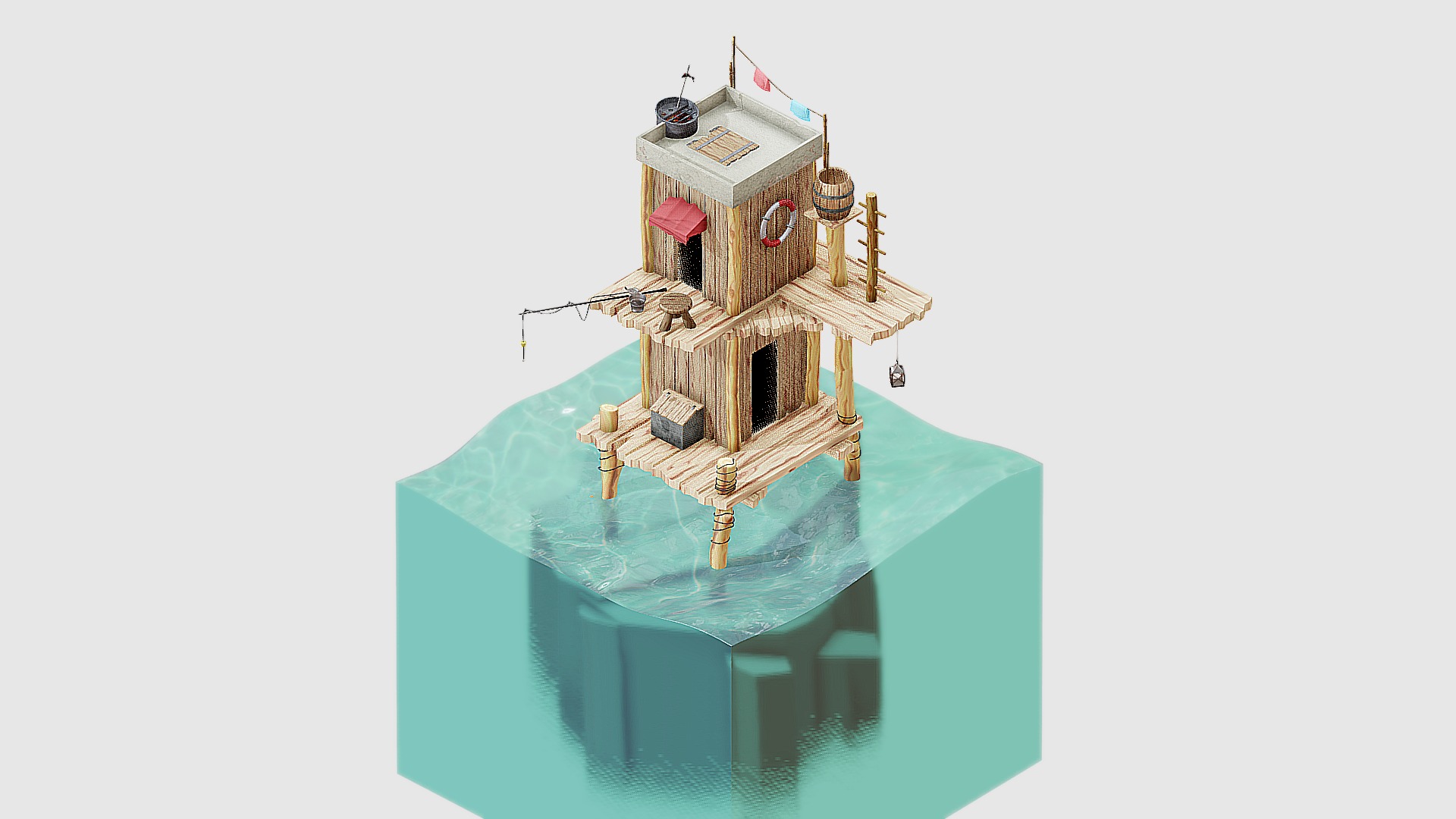 3D model Shack on the Water - This is a 3D model of the Shack on the Water. The 3D model is about diagram.