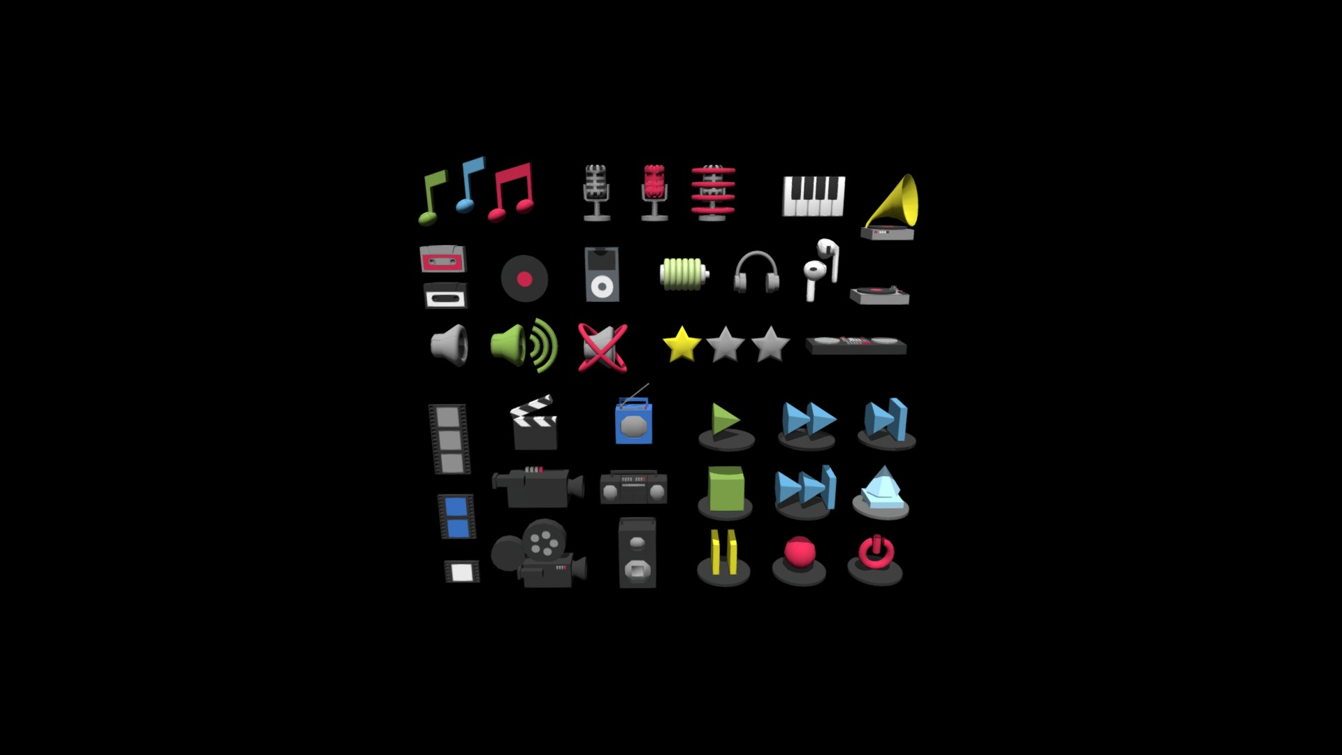 3D model 3D icons for media - This is a 3D model of the 3D icons for media. The 3D model is about a screenshot of a game.