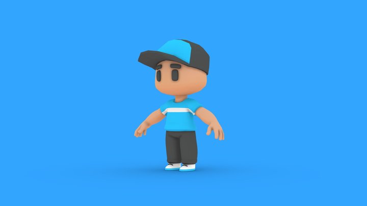 Hyper Casual Cartoon Character Casual Boy 3D Model