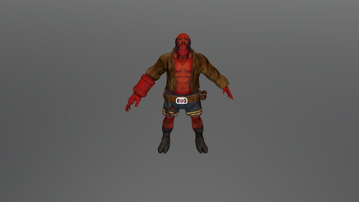 Hellboy Walking Forward 3D Model