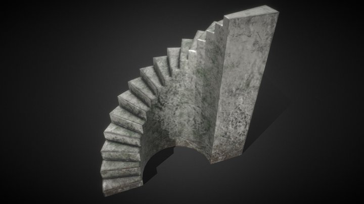 Stone circular stairs 3D Model