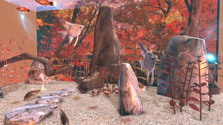 Water tank for metaverse, autumn leaves【紅葉】v1.0 3D Model