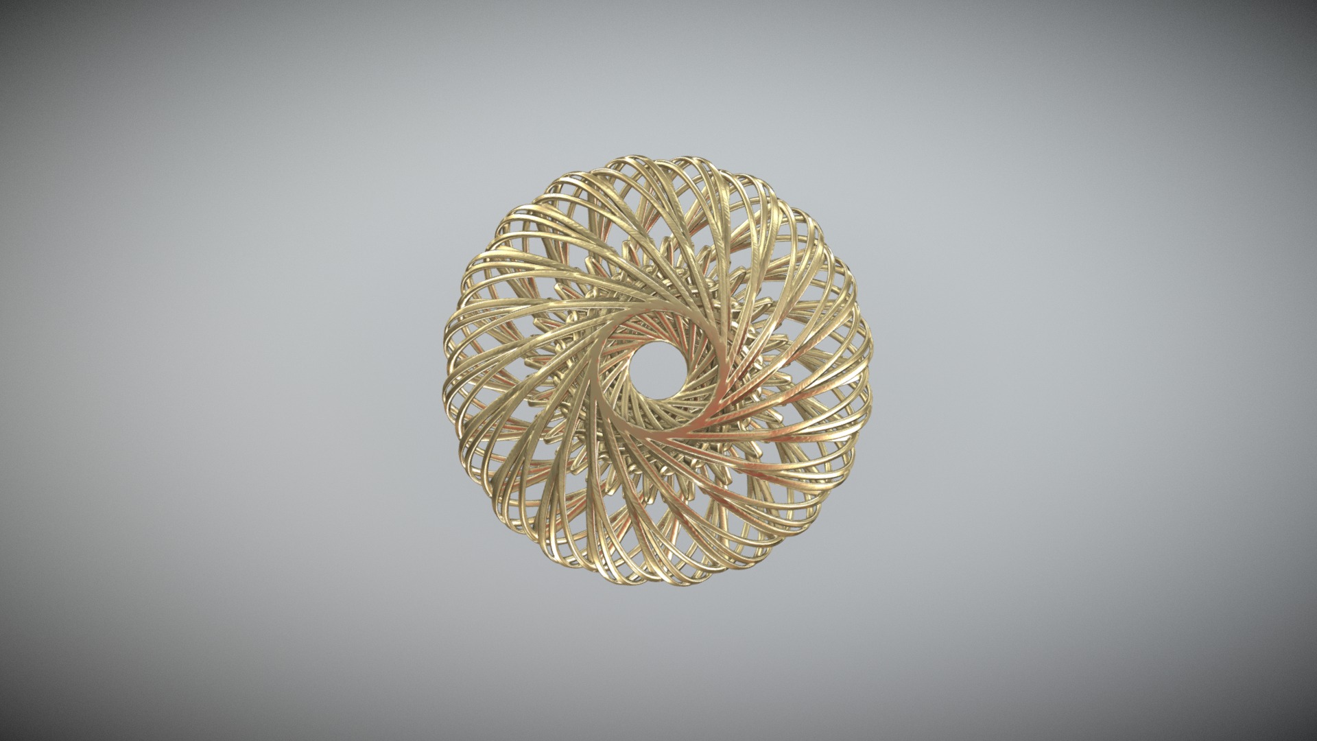 3D model Donut - This is a 3D model of the Donut. The 3D model is about a gold and black fan.