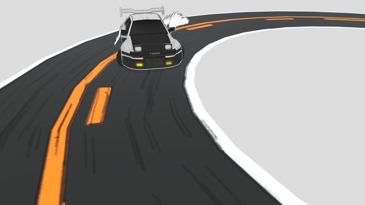 Toyota Trueno ae86 initial D w/ animation 3D Model