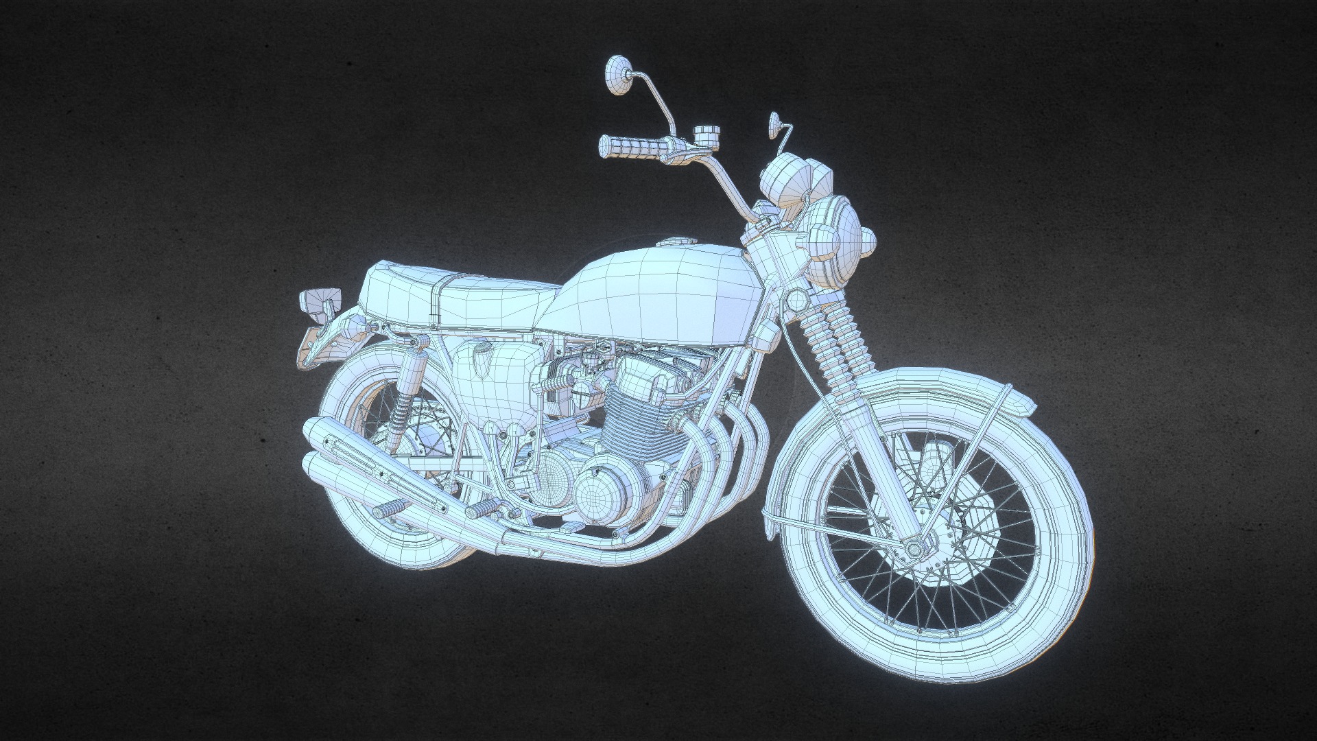 3D model Honda CB 750 Four - This is a 3D model of the Honda CB 750 Four. The 3D model is about a motorcycle with a person on it.