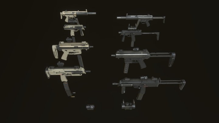 Submachine Guns Pack 3D Model