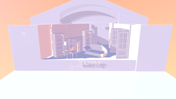 'Harvey' Dowd Mansion Library Theatrical Set Des 3D Model