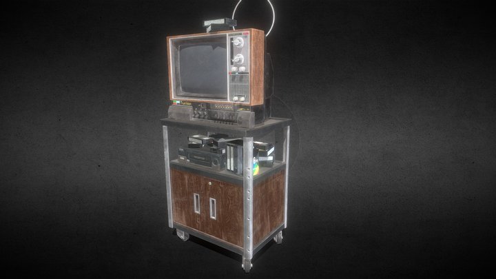 Old Television and VHS Set 3D Model