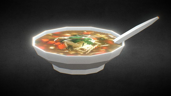 PSX Low-Poly Soup 3D Model