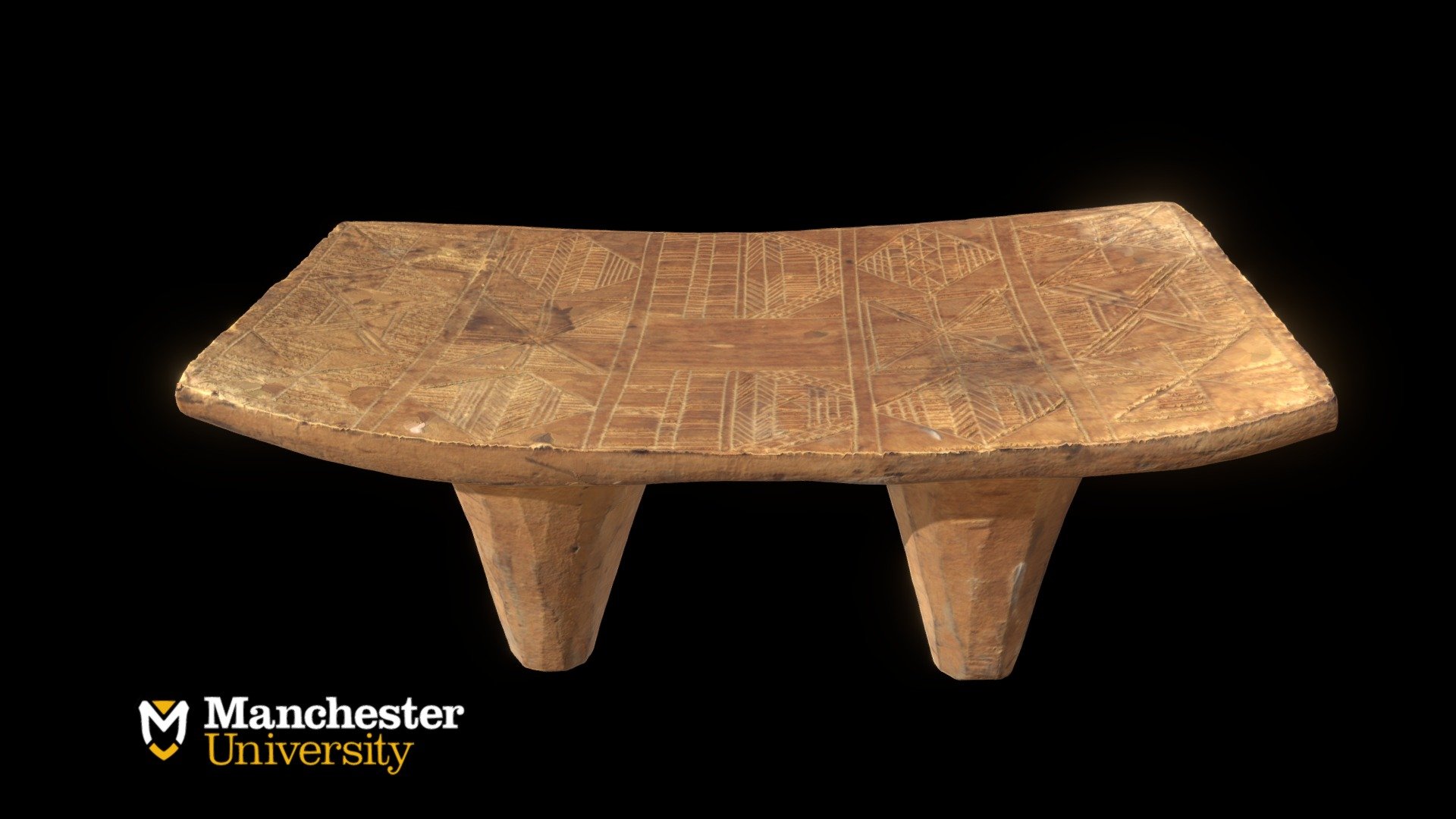 Wooden Stool with Incised Decoration