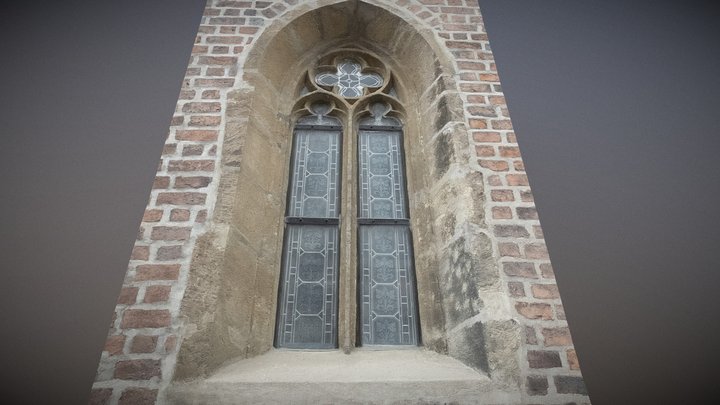Gothic Window in Brick Wall (1) Chrismas Gift 3D Model