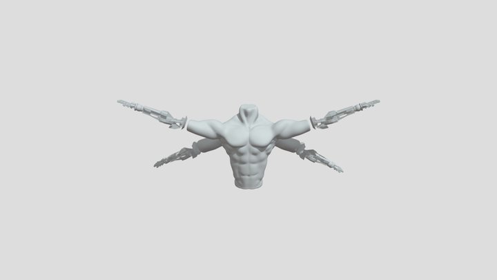 Muscular Torso & robotic arm & rigging 3D Model