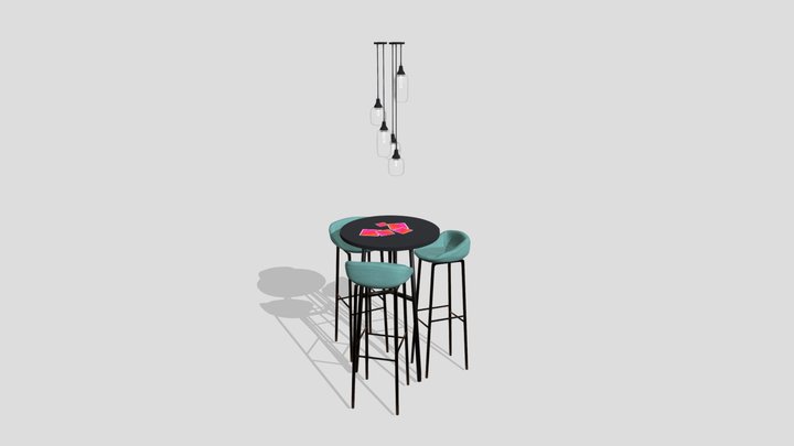 High Table / High chairs 3D Model