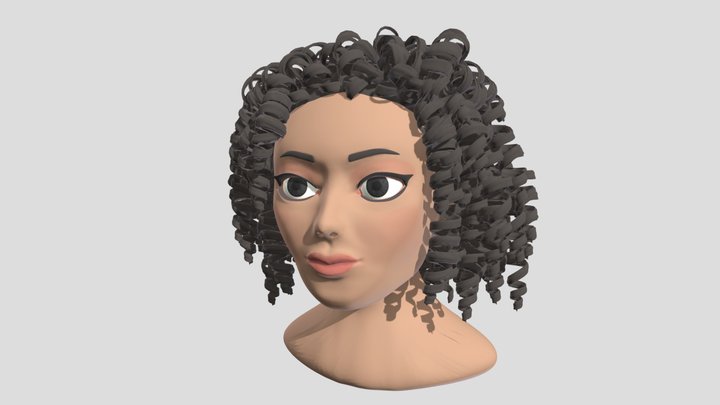 Woman Head - Curly Hair 3D Model
