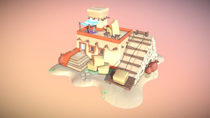 Stylized Egyptian Sculptor's home 3D Model