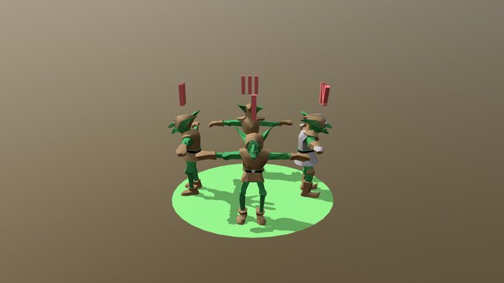 Lowpoly 4lvl goblins 3D Model