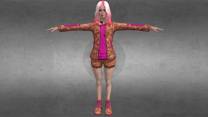 Character Girl Pink (Leather Brown) – Modello 3D gratuito STL