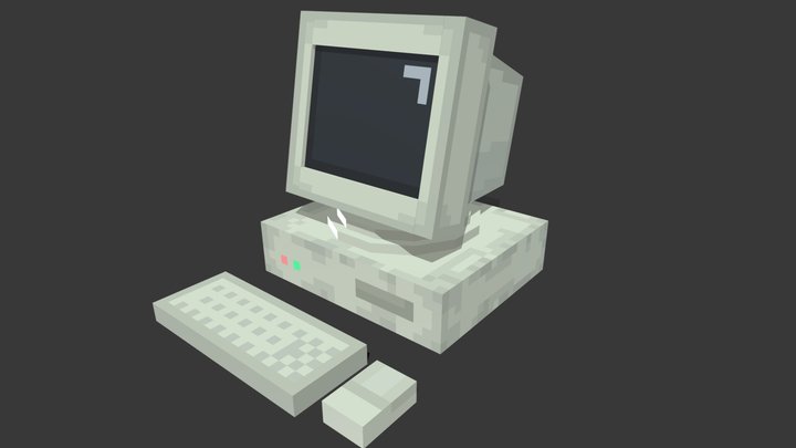 Low-poly Old PC 3D Model