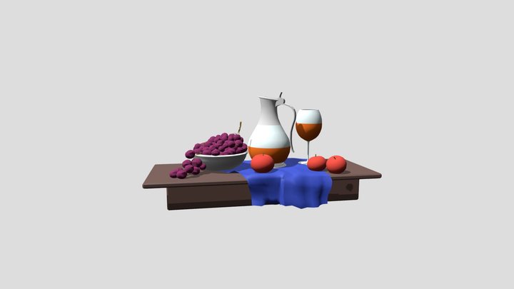 Table with fruit and stuff 3D Model