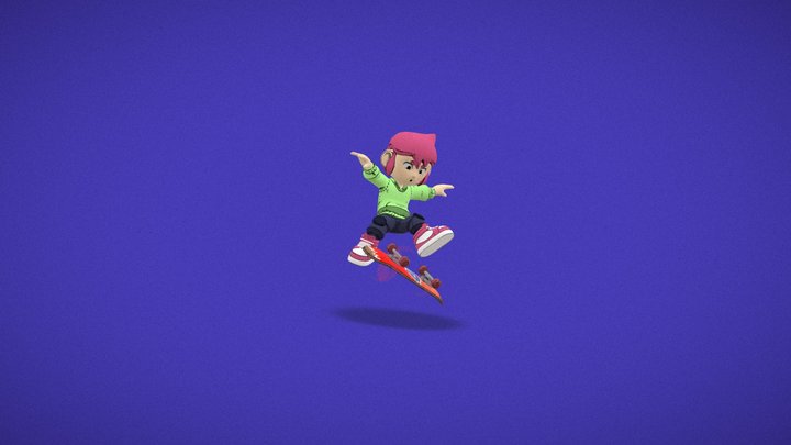 Lowpoly Stylized Skater Boy 3D Model
