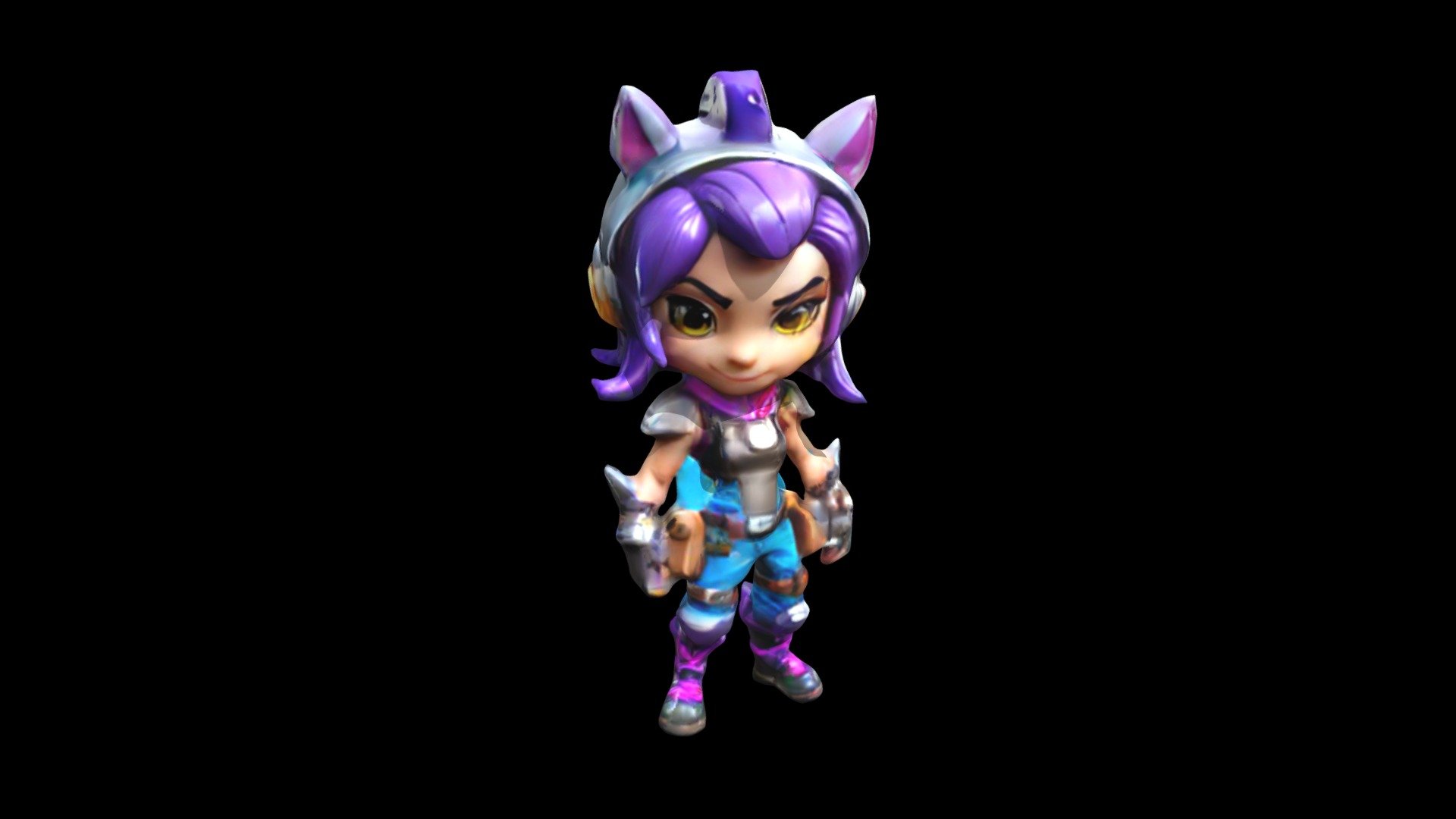 Fighting Girl with Blue Jacket and Purple Headba - Download Free 3D ...