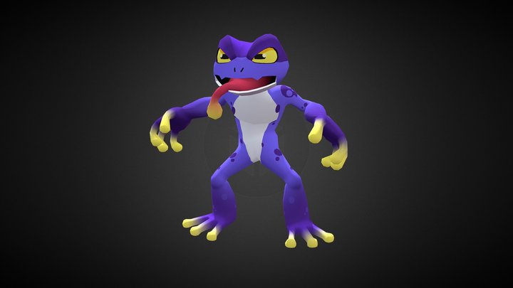 Animated Stylized Frog cartoon lowpoly character 3D Model