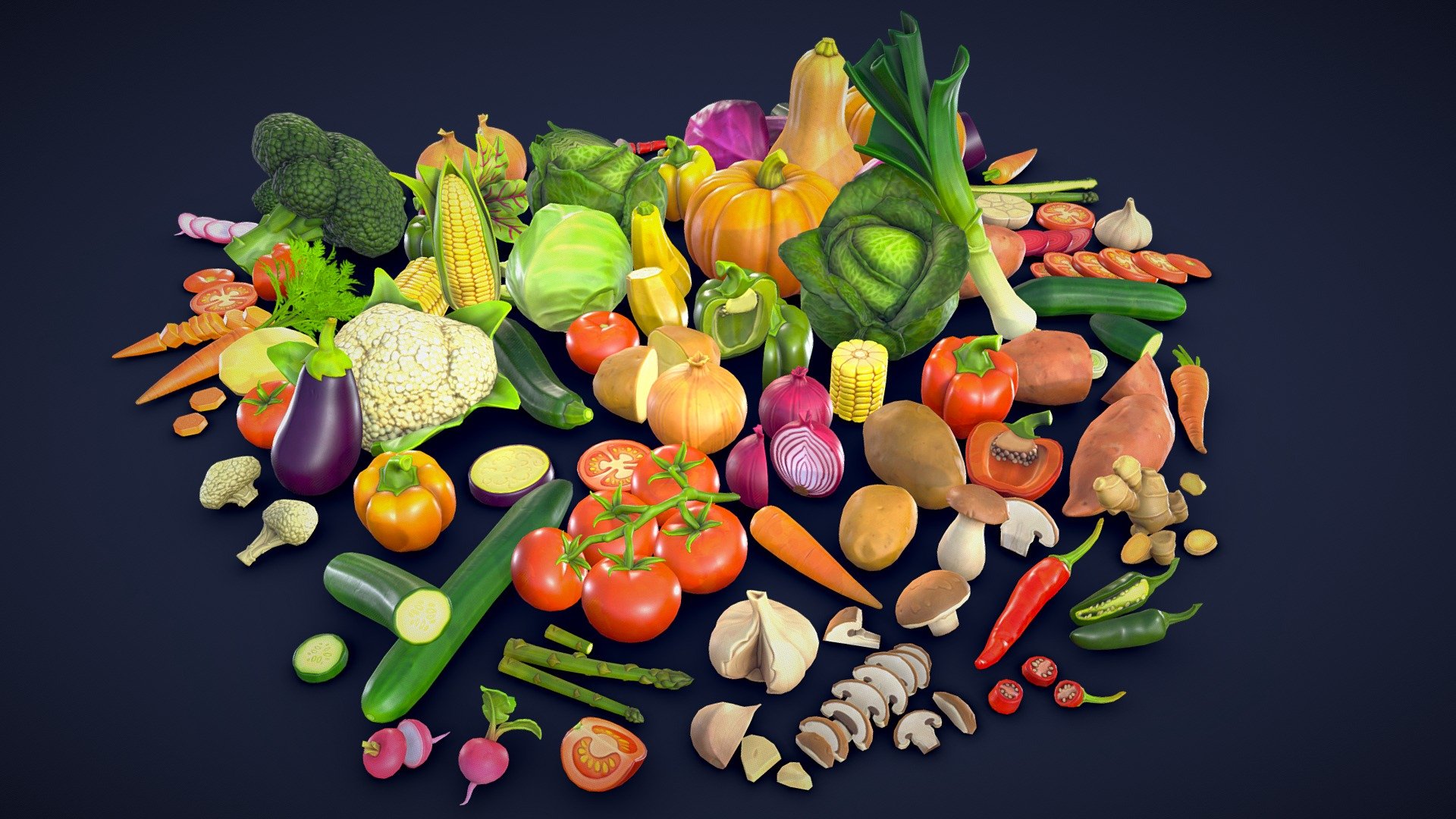 Stylized Vegetables Collection - Low Poly - Buy Royalty Free 3D model ...