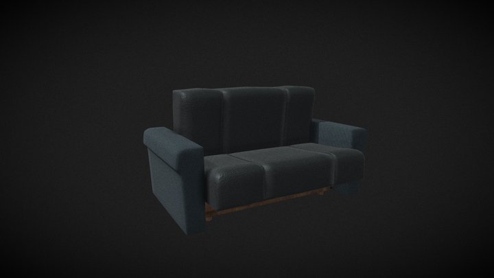 Low_poly noir animated sofa. 3D Model