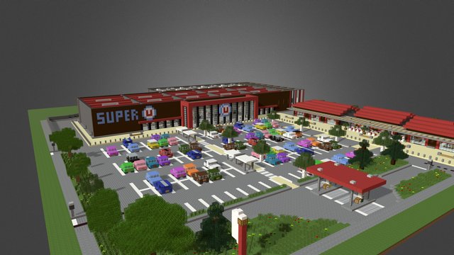 Supermarket Super U 3D Model
