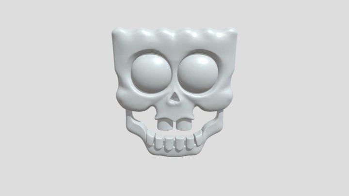 Stylized skull face with circular eyes 3D Model