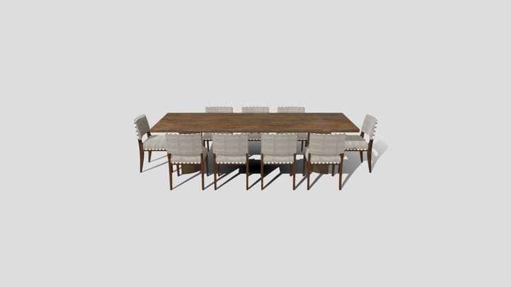 Tavolo Scuro con Sedie Paul Dupre Lafon 3D Model